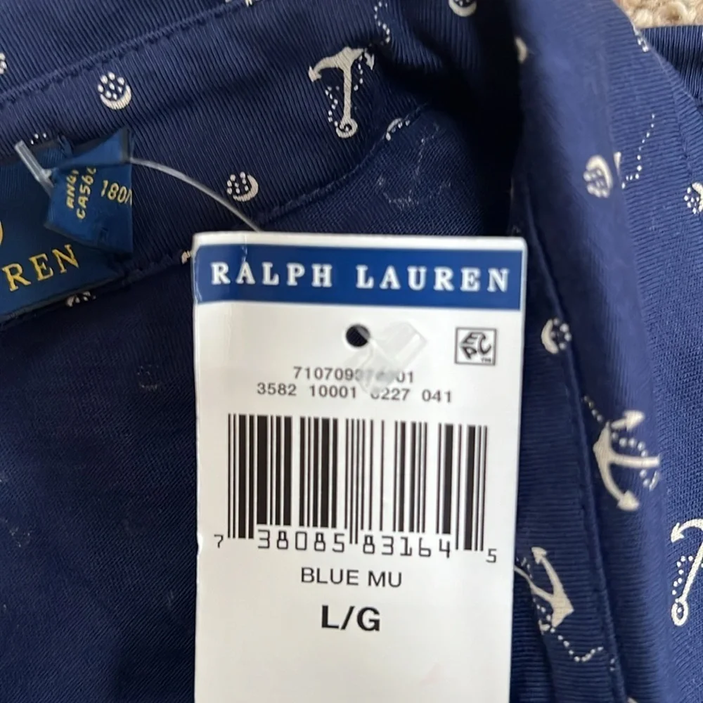 New!Polo Ralph Lauren men’s large navy anchor print polo.